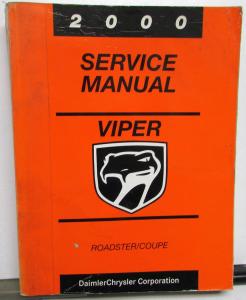 2000 Dodge Viper Service Shop Repair Manual Original V10 Roadster Coupe
