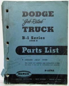 1948-1949 MOPAR Parts List for Dodge Trucks B-1 Series