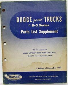 1950 MOPAR Parts List Supplement for Dodge Trucks B-3 Series