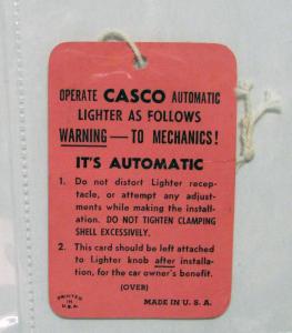 1947 Buick New Car Instruction Info Tags Key Lighter Wipers Tire Pressure Orig