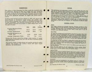 1953 Ethyl Corporation Brief Passenger Car Data Booklet 20th Year Henry J Olds