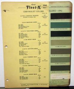 1942 Chevrolet Color Paint Chips Automotive Finishes Original Acme