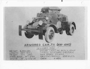 1932 FWD Military Armored Car TII 4W - 4WD Specs Photo 0004 - Cadillac Power