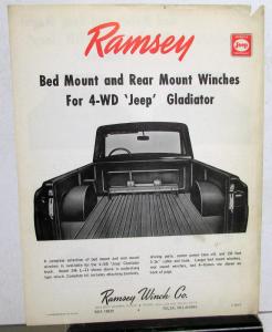 1963 Jeep Gladiator Truck Ramsey Winches Sales Sheet Accessories Wrecker
