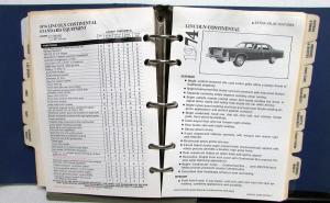 1974 Lincoln Mercury Product Facts Data Book Cougar XR7 Continental Montego