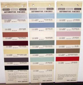 1959 Lincoln Paint Chip Color Samples Leaflets Martin Senour Paints