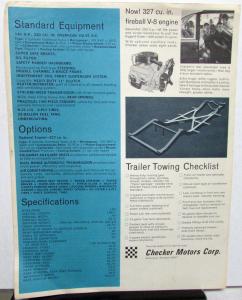 1968 Checker Marathon Dealer Sales Sheet & Letter Trailer Towing Features Specs
