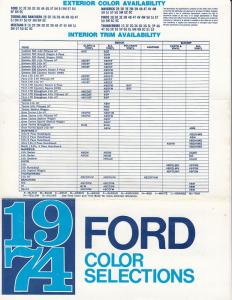 1974 Ford Car Exterior Colors Paint Chips Folder Mustang Torino Ranchero T-Bird