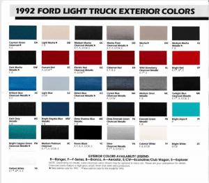 1992 Ford Lt Truck Exterior Colors Paint Chips Folder Pickup Econoline Explorer