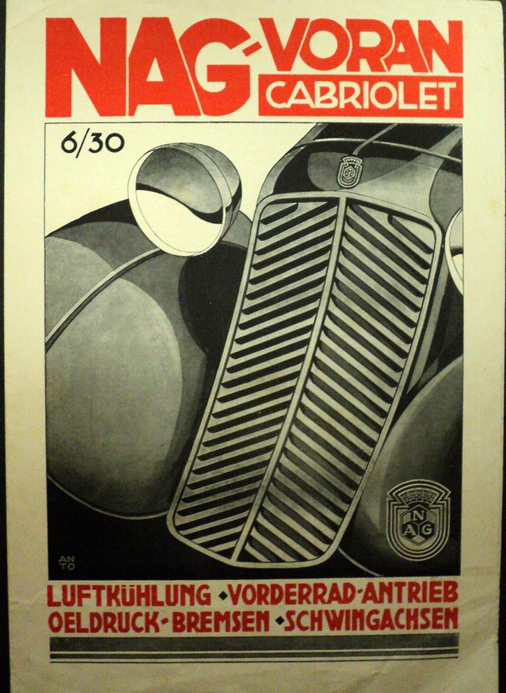 1933 Nag Voran Cabriolet Auto Sales Leaflet German Text ORIGINAL