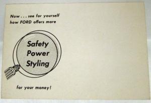 1956 Ford Customline Comparison Ad Postcard Mailer
