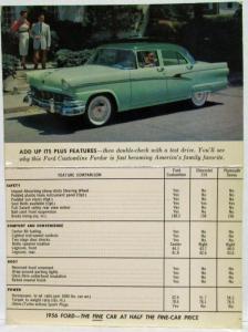 1956 Ford Customline Comparison Ad Postcard Mailer