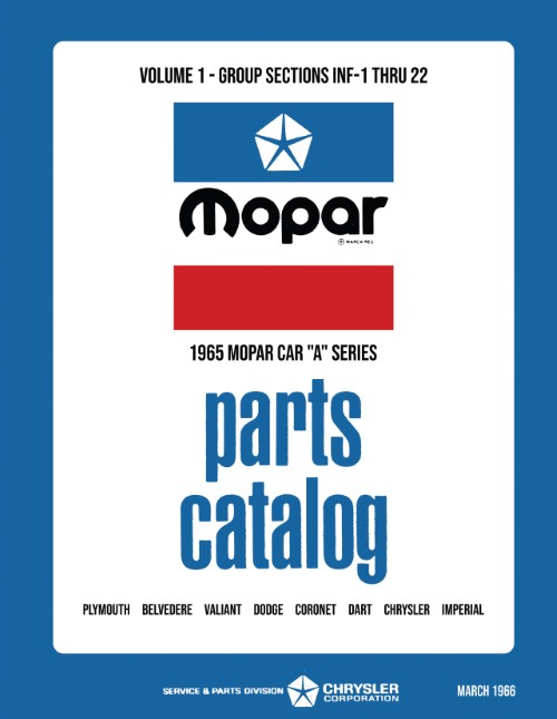 1965 Mopar Parts Book Manual Catalog Plymouth Dodge Chrysler Imperial