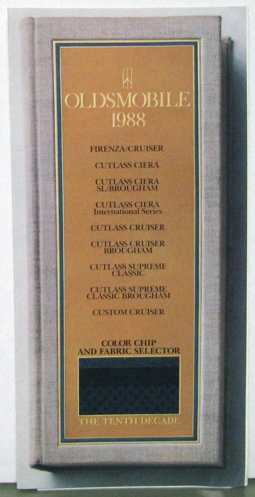 1988 Oldsmobile Color Chip & Fabric Firenza Cutlass Cruiser Folder