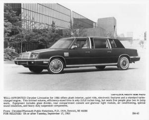 1986 Chrysler Limousine Press Photo 0041