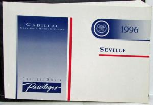 1996 Cadillac Seville Owners Operator Manual with Warranty and Maint Schedule