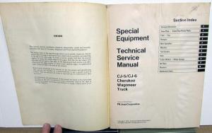1976 Jeep Special Equipment Tech Service Shop Manual CJ Cherokee Wagoneer Truck