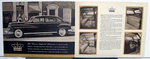 1948 Chrysler Crown Imperial Limousine 3 Color Sales Brochure Folder