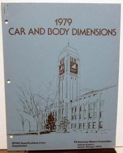1979 American Motors Corporation Car & Body Dimensions AMX Pacer Spirit Concord