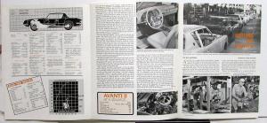 1966 1967 Avanti II Road & Track Reprint Article Performance Specs Sales Folder