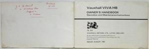 1966 Vauxhall Viva Owners Manual Handbook Incl Wiring Diagram - TS 818 - UK Mkt