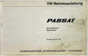 1978 Volkswagen VW Passat Owners Manual - German Text