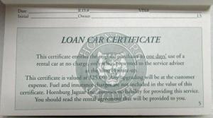1992 Jaguar XJ Service Certificate Book from Hornburg Jaguar