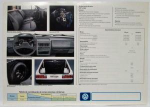 1991 Volkswagen VW Gol Van Spec Sheet - Portuguese Text