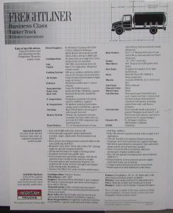 1991 Freightliner Business Tanker Truck Specs Features Sales Brochure Orig