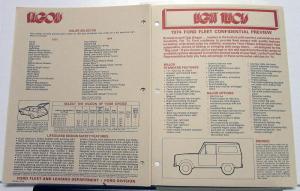 1974 Ford Dealer Fleet Leasing Sales Color Upholstery Guides Mustang T-Bird LTD