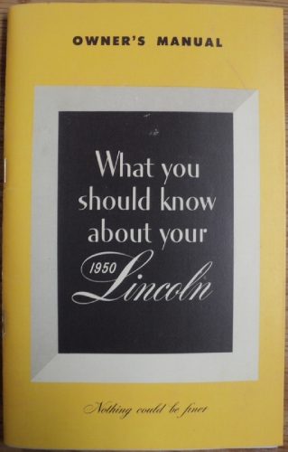 1950 Lincoln Owners Manual Cosmopolitan New Reproduction