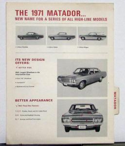 1971 AMC Matador Style Option Feature SALESMEN Dealer Item Data File Folder Orig