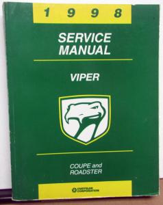 1998 Dodge Viper Dealer Service Shop Repair Manual Coupe & Roadster V10 Original