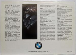 1967 BMW 1800 Spec Sheet - French Text