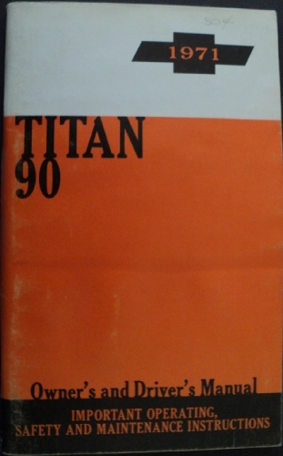 1971 Chevrolet Titan 90 Truck Owners Drivers Manual