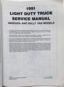 1993 GMC Van Vandura and Rally Van Service Shop Repair Manual