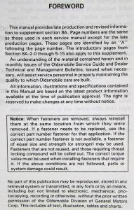 1989 Oldsmobile Service Manual Section 8A Supplement Ciera Calais Supreme 98 88