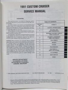 1991 Oldsmobile Custom Cruiser Service Shop Repair Manual
