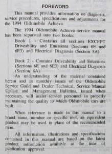 1994 Oldsmobile Achieva N-Carline Service Shop Repair Manual - 2 Vol Set