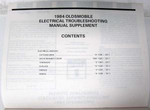 1984 Oldsmobile Electrical Troubleshooting Manual Supplement - All Series