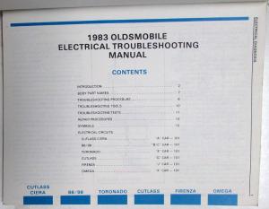 1983 Oldsmobile Electrical Troubleshooting Manual - Omega Cutlass 88 98 Toronado