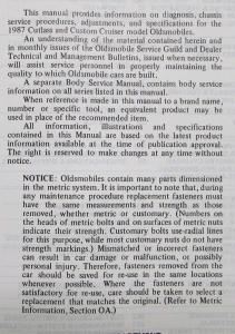 1987 Oldsmobile Cutlass Supreme/Salon Custom Cruiser Chassis Service Manual