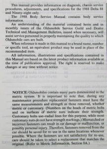 1988 Oldsmobile Delta 88 Royale Ninety-Eight Regency Chassis Service Shop Manual