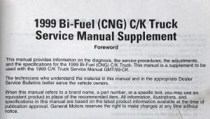 1999 GMC Chevrolet C/K Truck Bi-Fuel C Pickup Supplement