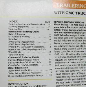 1991 GMC Truck Trailering Guide Pickup Van Jimmy Suburban Sales Brochure Orig
