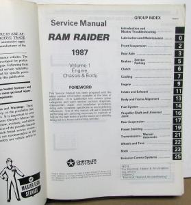 1987 Dodge Ram Raider Import Dealer Service Shop Manual Engine Chassis Body