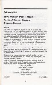 1993 Chevrolet P6 Medium Duty Forward Control Chassis Owners Manual