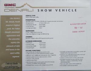 1997 GMC Yukon Denali Truck Data Sheet Original