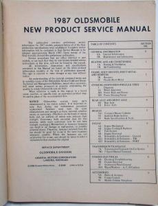 1987 Oldsmobile New Product Service Information Manual - All Carlines