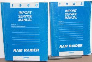 1988 Dodge Ram Raider Import Dealer Service Shop Manual 2 Volume Set